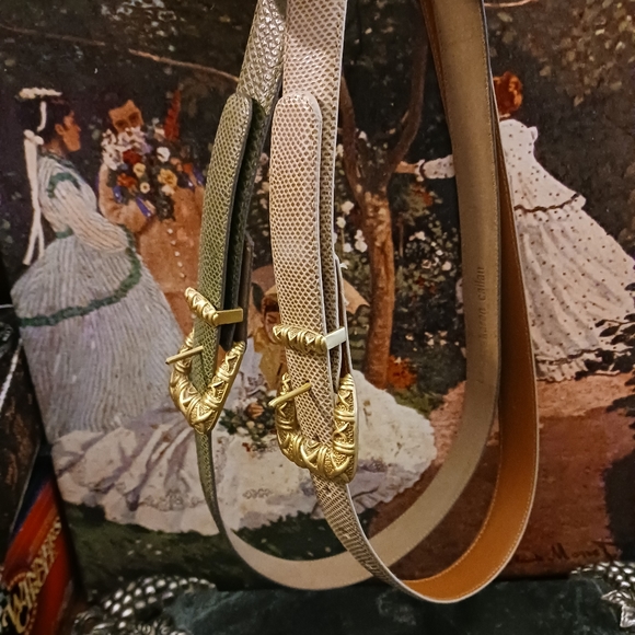 🐶 2 Karen Callan Beautiful Women Belts New! L,💝1 Green&1 Tan Leather Belts.🎁 - Picture 3 of 6